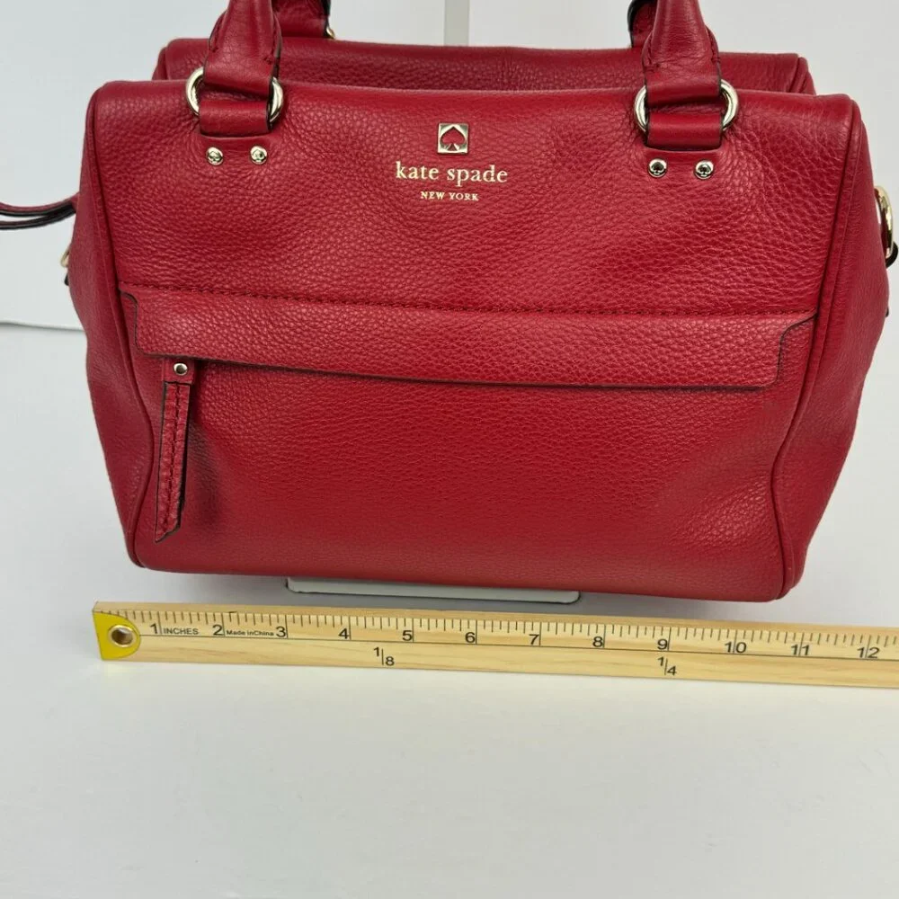 Kate Spade Red Pebbled Leather Satchel Handbag